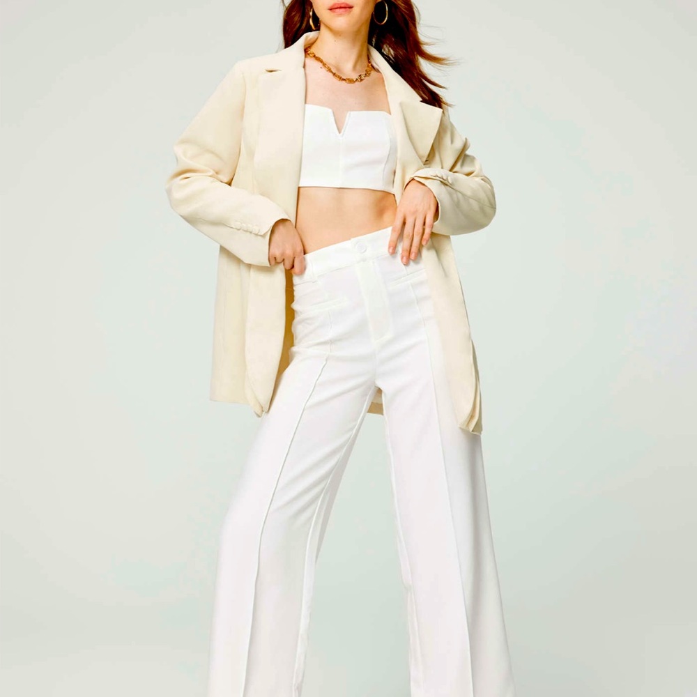 White Straight Leg Trousers